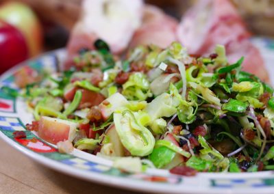 Warm Brussel Sprouts and Red Prince® Apple Salad with bacon