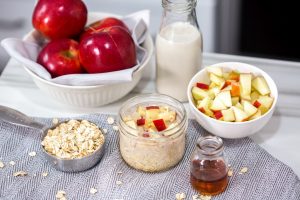 Overnight Oats with Red Prince Apples and Cinnamon