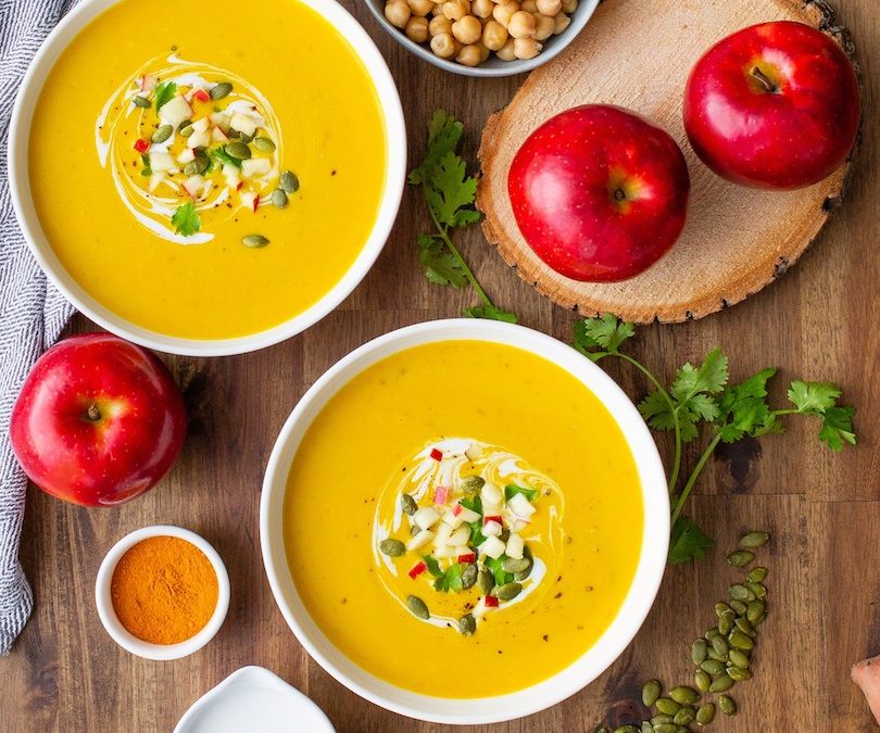 Warm Winter Soup with Red Prince Apples