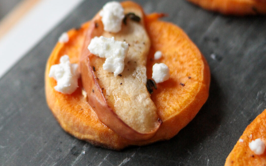 Sweet Potato Bites with Nectarine & Goat Cheese